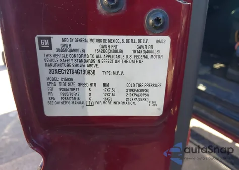 2004 Chevrolet Avalanche 1500 from USA, damaged, VIN 3GNEC12T94G130930